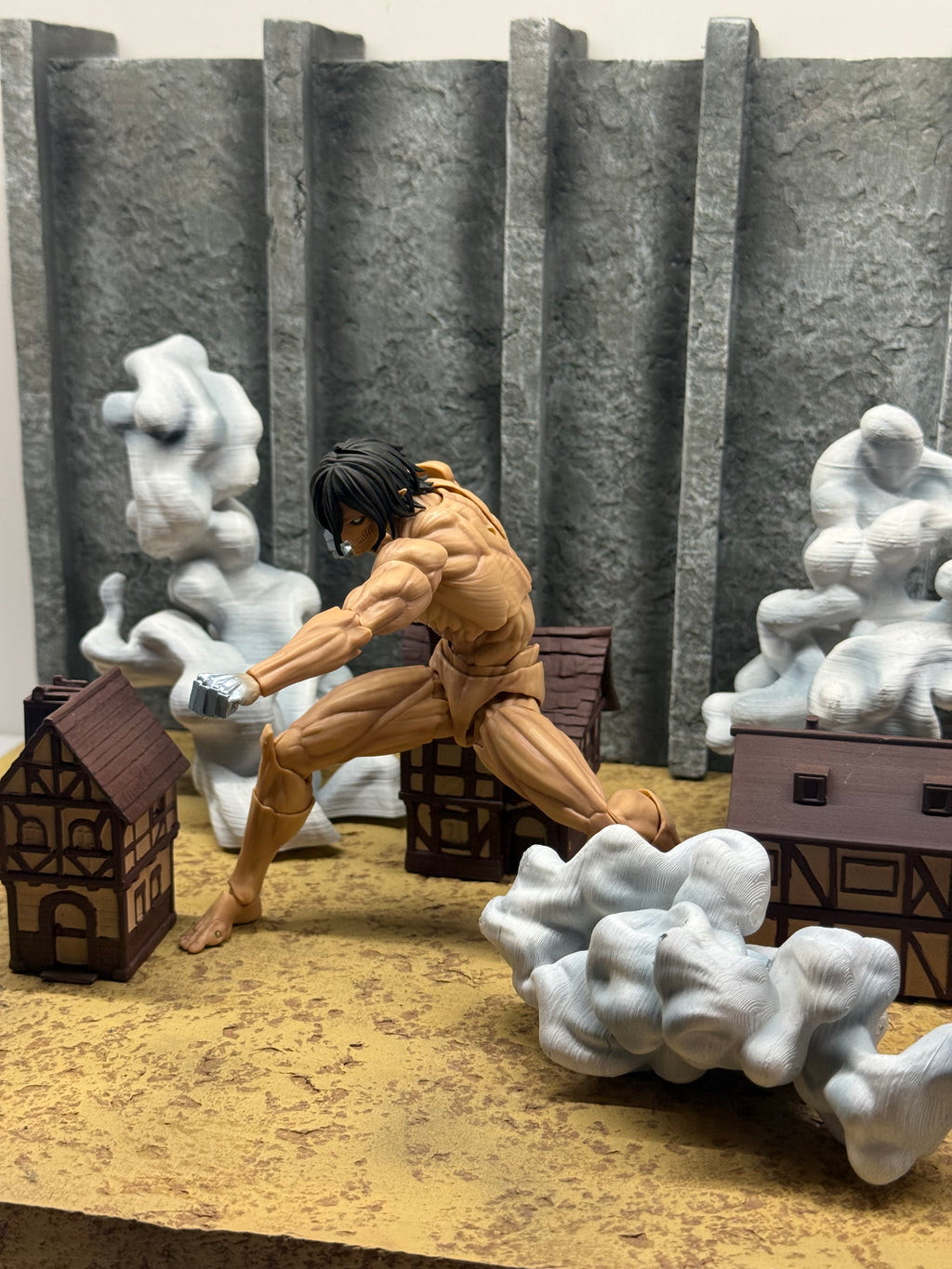 Wall + base for Titan (With Mini Houses & Smoke Effects)