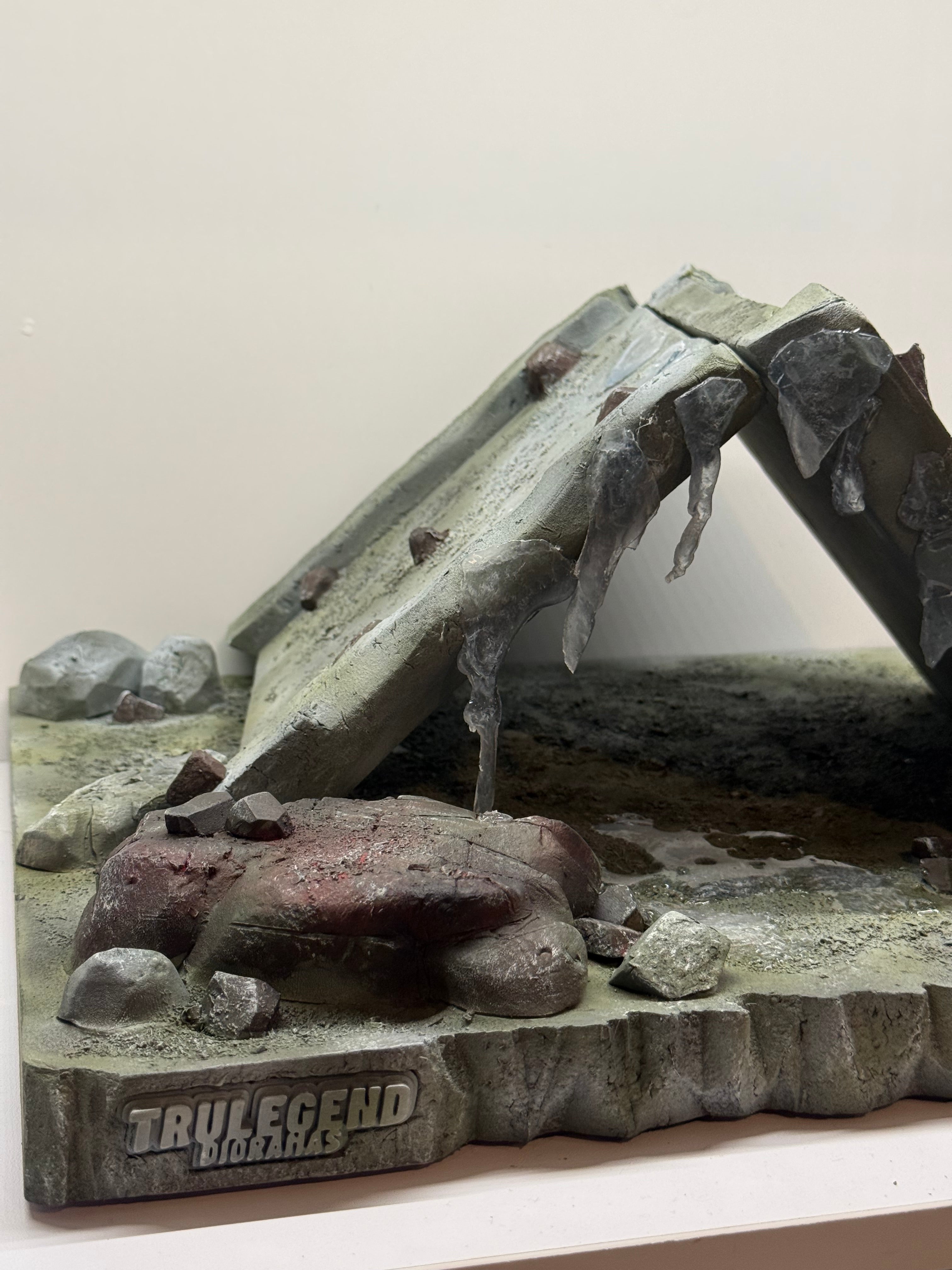 Damaged Building Spider inspired diorama