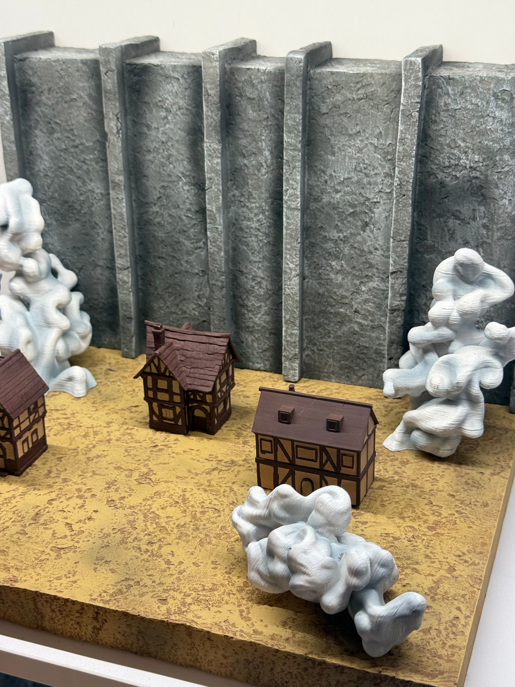 Wall + base for Titan (With Mini Houses & Smoke Effects)