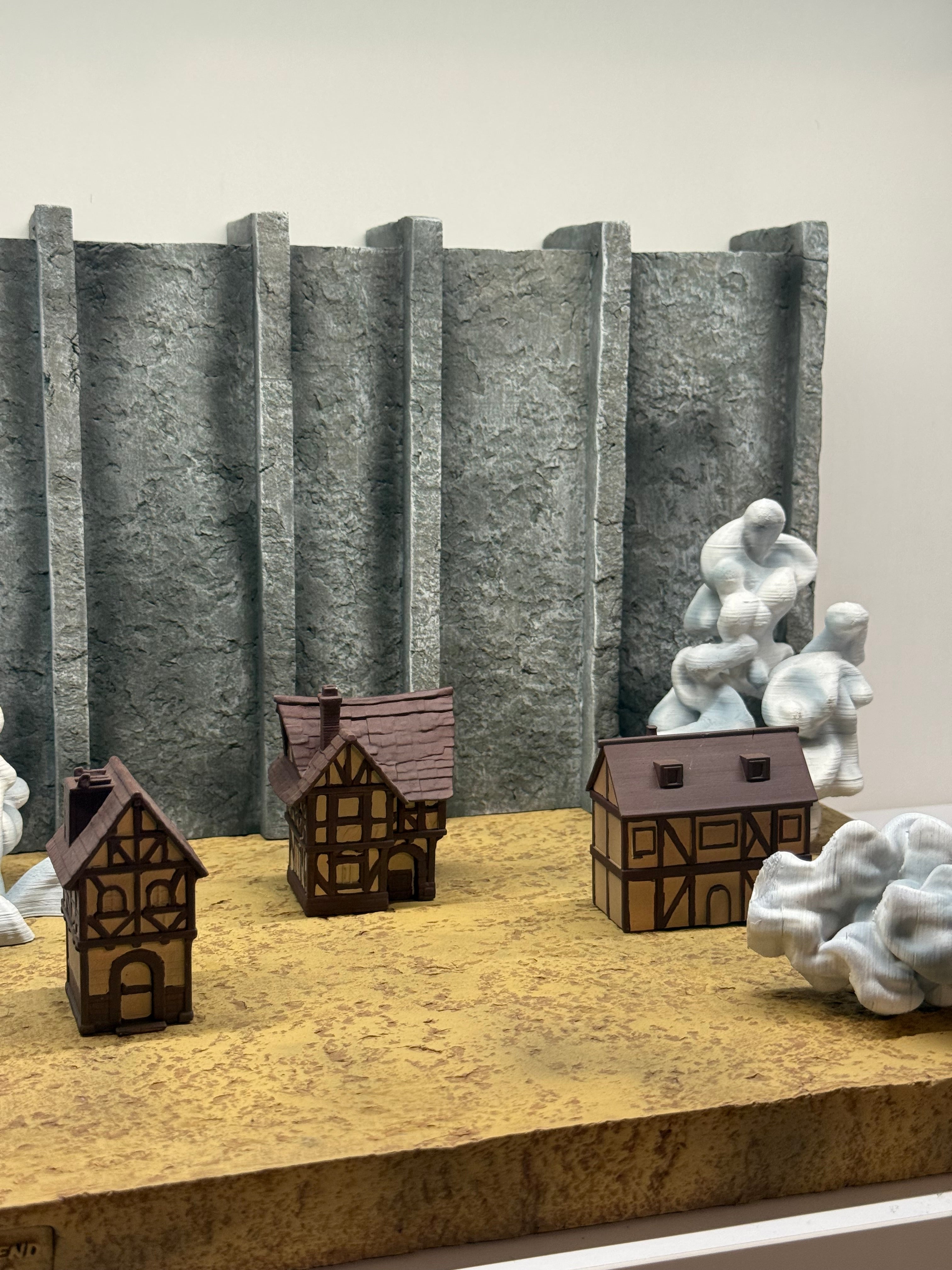 Wall + base for Titan (With Mini Houses & Smoke Effects)