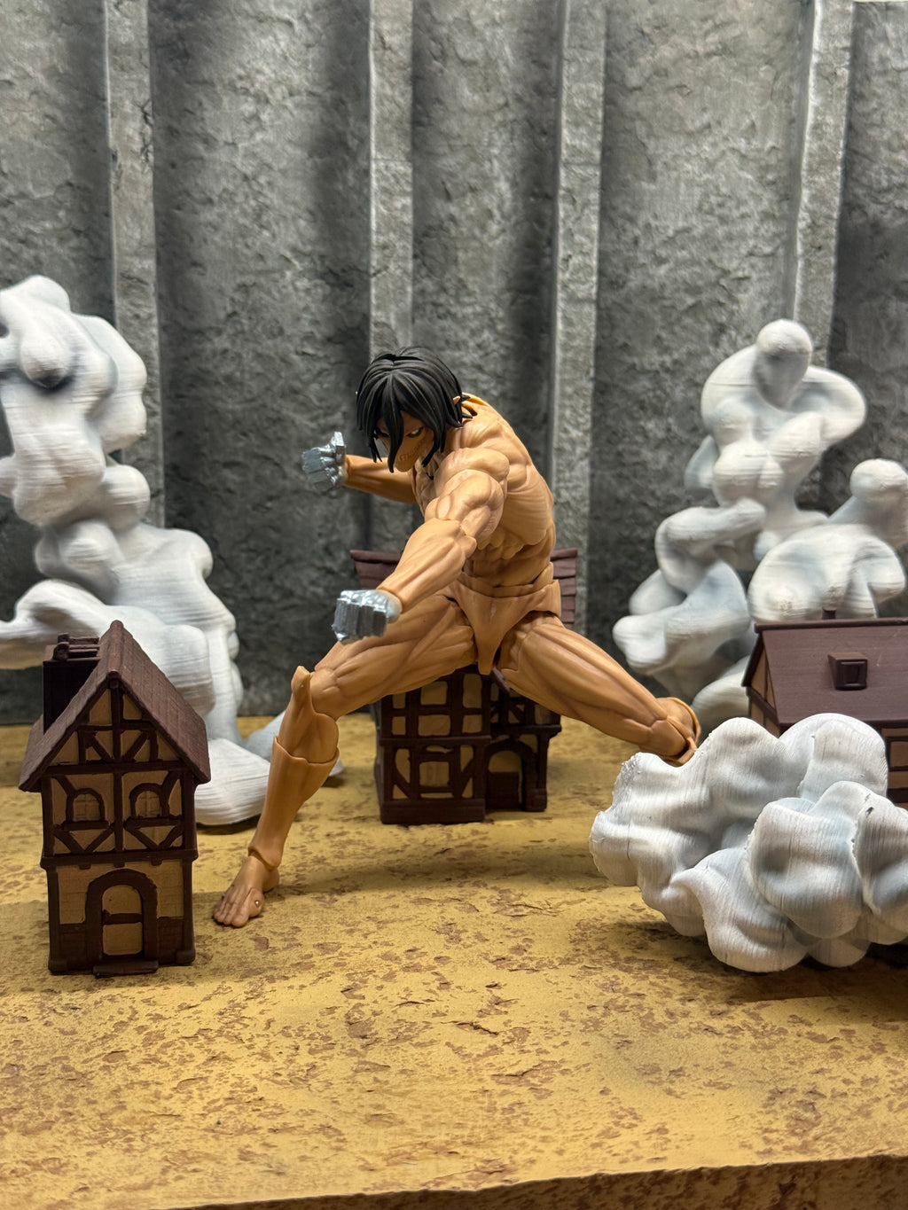 Wall + base for Titan (With Mini Houses & Smoke Effects)
